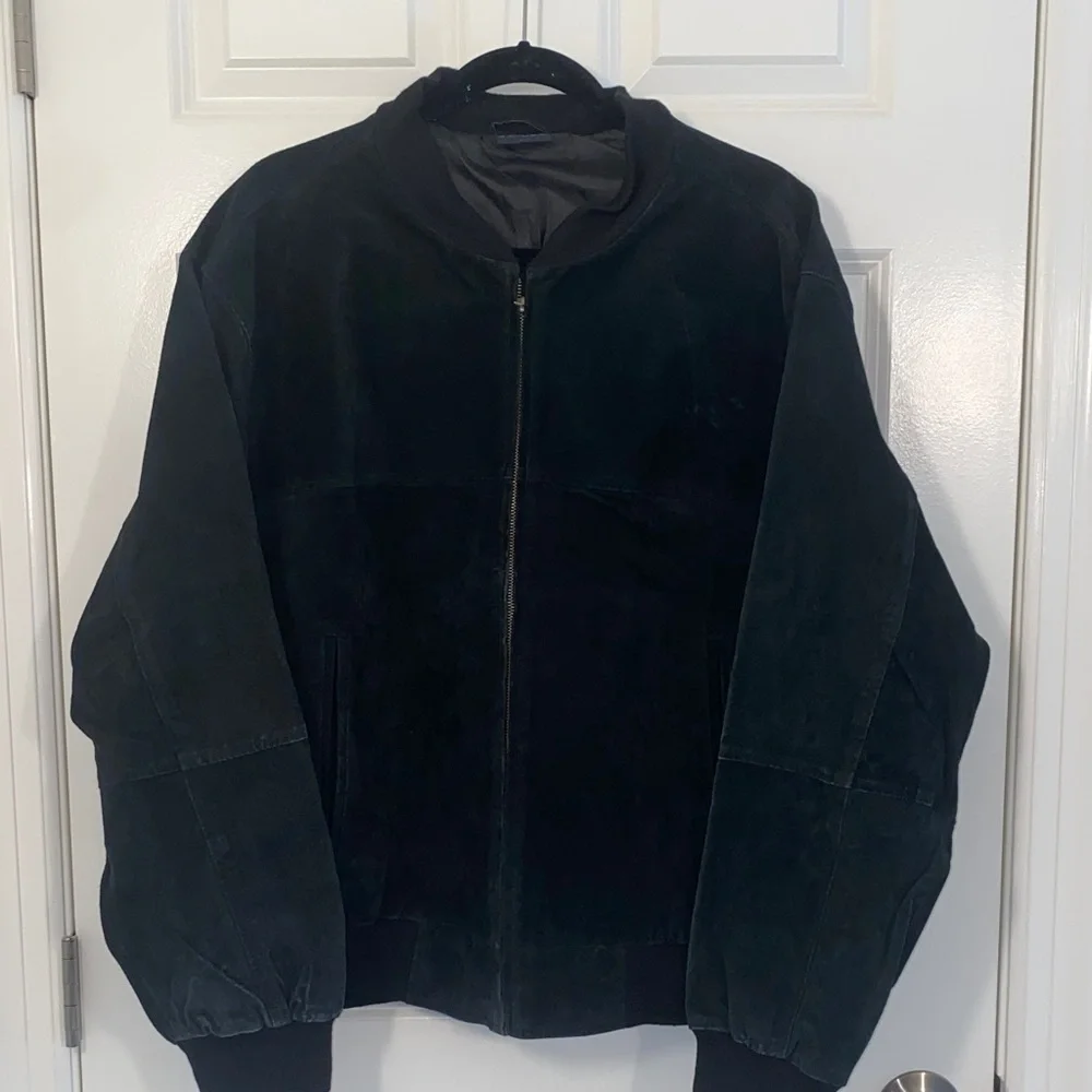 Men's Vintage Black Suede Bomber Jacket size XL